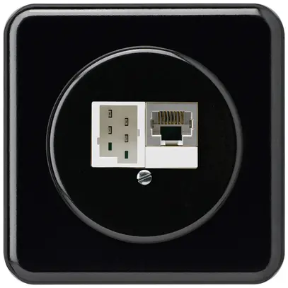 Boîte de raccordement ENC basico 1×RJ45s+1×TT83 noir 