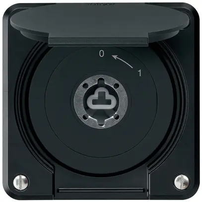 Contact pivotant à clé ENC robusto IP55 noir avec clapet sans cylindre 2P 