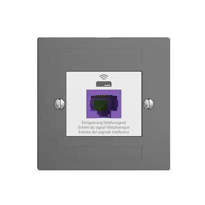 Prise de retour EDIZIOdue F 1×RJ45 p.Swisscom VoIP, 8 pôles, UTP, gris foncé 