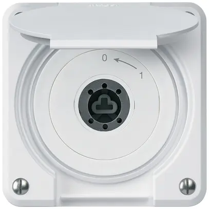 Contact pivotant à clé ENC robusto IP55 blanc avec clapet sans cylindre 2P 