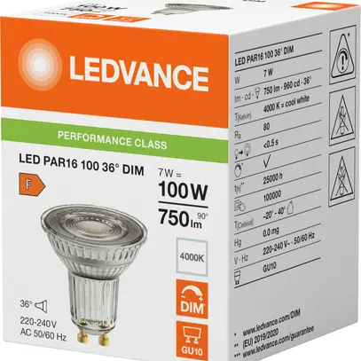 LED-Lampe LEDVANCE GU10 7W 750lm 4000K DIM Ø50×52mm PAR16 klar 36° 