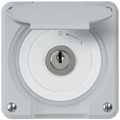 Contatto rotativo a chiave INC robusto IP55 grigio con coperchio 2P 