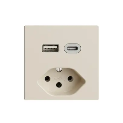 Presa USB tipo A+C + tipo 13 Feller EDIZIOdue F 230V 3000mA crema 