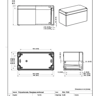 Scatola per apparecchio RW CUBO D 80×160×86mm DPCP grigio 