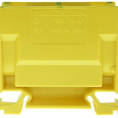 Morsetto di derivazione Woertz 16…35mm² 125A 750V vite 2×1 guida DIN 35mm ve/gi 