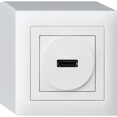 Prise de raccordement AP kallysto HDMI avec raccordement à vis blanc 
