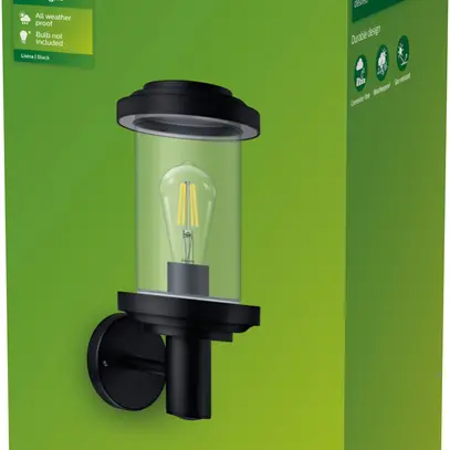 Applique Philips Listra E27 1×25W IP44 Ø160×360×210mm nero 