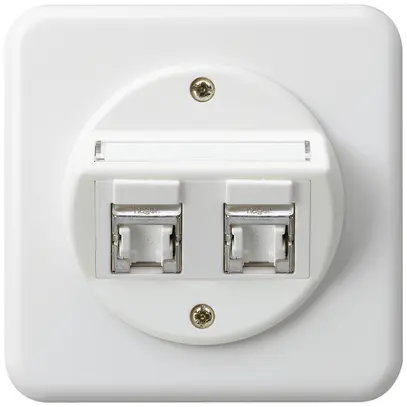 Inserto per presa INC basico C cat.6 2×RJ45/s uscita obliqua bianco 