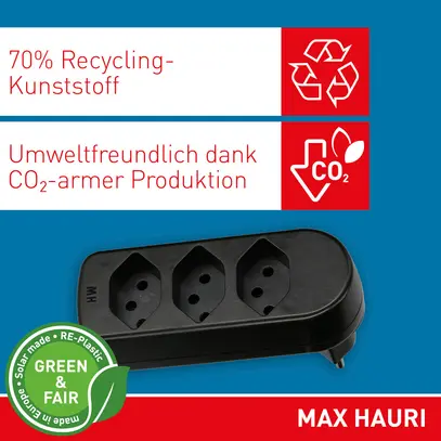 Mehrfach-Stecker MAX HAURI ADAPT SPLIT 10A 3×T13 schwarz 