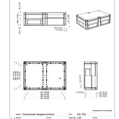 Scatola per apparecchi RW CUBO C 400×600×180 CPCF grigio 