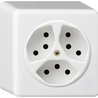 Prise AP basico 3×type 13/1 blanc h=54mm 