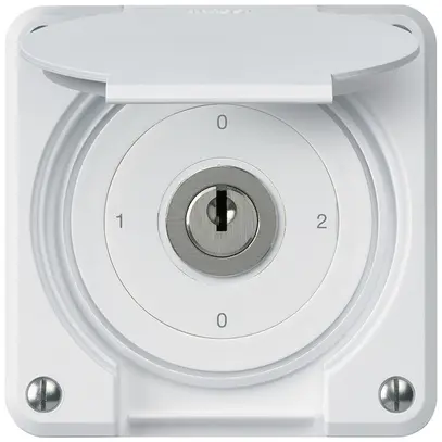 Interrupteur à clé ENC robusto IP55 avec clapet S2/1P blanc 