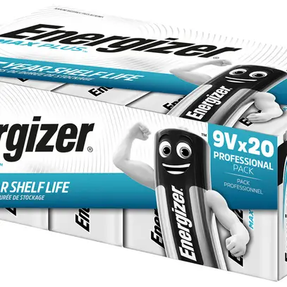 Pile alcaline Energizer Max Plus 6LR61 9V, box à 20 pièces 