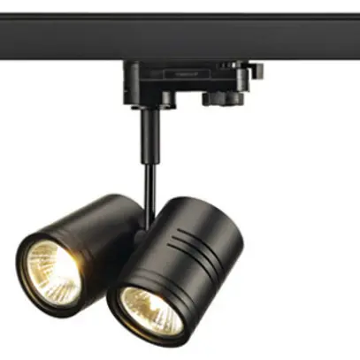 Projecteur SLV BIMA, 2×GU10 50W avec adaptateur 3-phases IP20 noir 