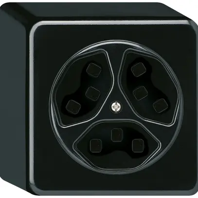 Presa AP Hager basico 3×tipo 23 Q nero 