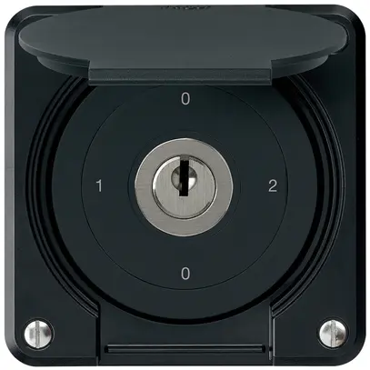 Interrupteur à clé ENC robusto IP55 avec clapet S2/1P noir 
