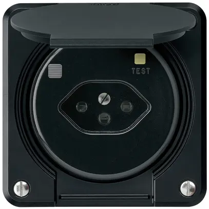 Presa FI robusto A T13 30mA nero, con shutter 