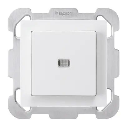 Interrupteur poussoir lumineux ENC kallysto 3/1P blanc avec plaque de fixation 
