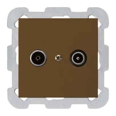 Prise de passage ENC kallysto R/TV 14dB brun avec plaque de fixation 