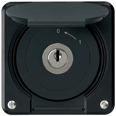 Contact pivotant à clé ENC robusto IP55 noir avec clapet 1P pour combinaison 