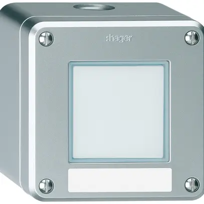 Tasto a pulsante di suoneria AP Hager robusto IP55 con placchetta alluminio 