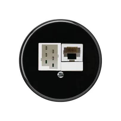 Inserto per scatola INC basico 1×RJ45u+1×TT83 nero 