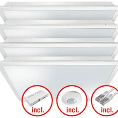 Set di lampade LED INS ESYLUX CELINE-2 625×625 4×30W 840 16800lm opale 