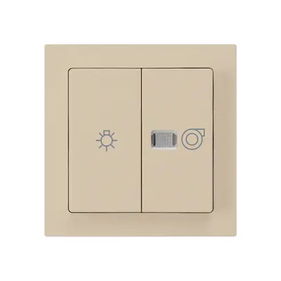 Interruttore luminoso kallysto 1/1L beige con simbolo illuminazione+ventilazione 