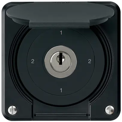 Interrupteur à clé ENC robusto IP55 avec clapet S3/1P noir 