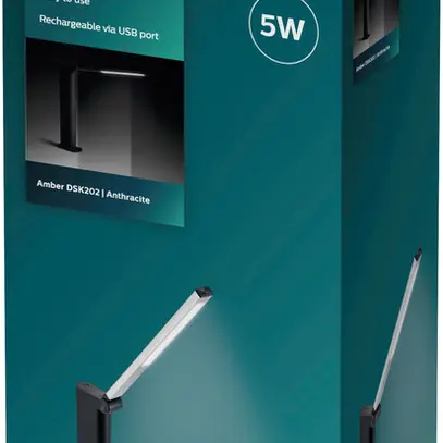 Lampada da tavolo LED Philips DSK202 5W 120lm 4000K REG nero USB tipo A 