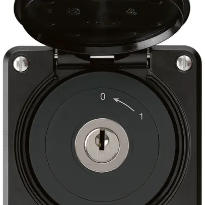 Contatto rotativo a chiave INC robusto IP55 nero con coperchio 2P 