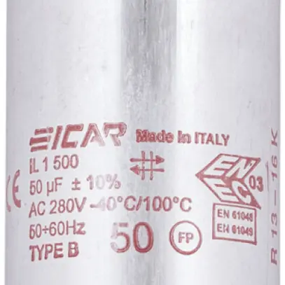 Condensateur ICAR IL 1/500 50X103MM 50µF 250V p.luminaire (parallèle) Ø45×128mm 