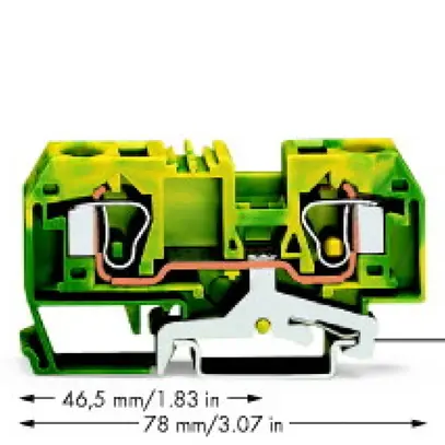 Morsetto WAGO 2L 10mm² verde/giallo 