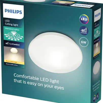 Plafonnier LED Philips CL200 6W 600lm 2700K IP20 Ø225×73mm blanc 