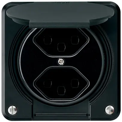 Presa INC robusto 2×tipo 23 nero per combinazione 