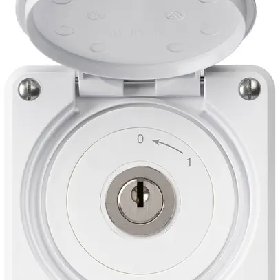 Contact pivotant à clé ENC robusto IP55 blanc avec clapet 2P 