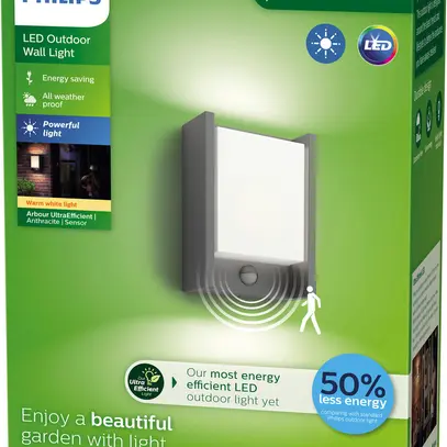 Applique LED Philips Arbour IR 3.8W 800lm 2700K IP44 diretto antracite 