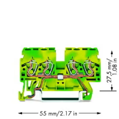 Morsetto WAGO 4L 0.8…4mm² verde/giallo 