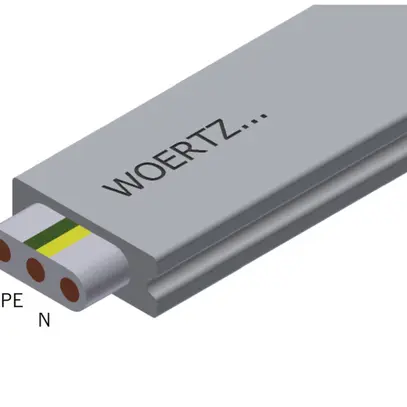 Câble plat Woertz 3×2.5mm² sans halogène gris B2ca Une longueur