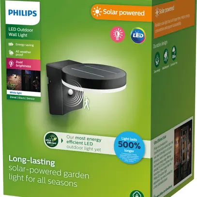 Applique LED Philips Zonal Solar RD IR SEN 1.3W 250lm 830 IP44 noir 