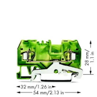Borne WAGO 2L 2.5mm² vert/jaune 