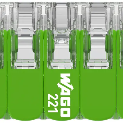 Borne de connexion WAGO Green Range 10L 0.2…4mm² avec levier vert transparent 