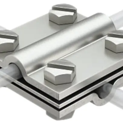 Raccord en croix Bettermann Ø 8…10mm V4A avec plaque intermédiaire 60×60mm 