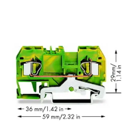 Borne WAGO 2L 4mm² vert/jaune 