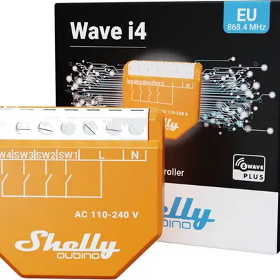 Entrée binaire RF INC Shelly Wave i4 4×entr Z-Wave 110…240V AC orange 