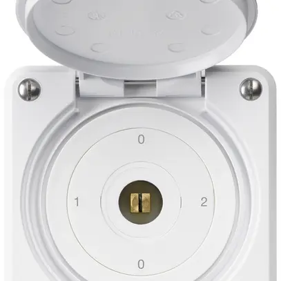 Interrupteur à clé carrée ENC robusto IP55 avec clapet S2/1P blanc combi 