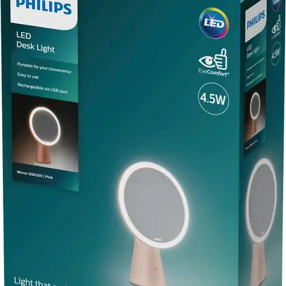 LED-Tischleuchte Philips Mirror 4.5W 80lm 3000…5000K rosa USB Typ A 