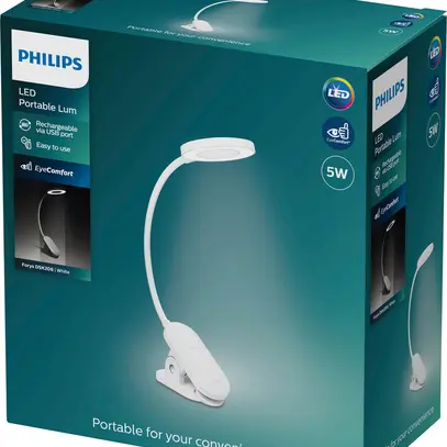 Lampada da tavolo LED Philips Forys Clip 5V 5W 200lm 4000K bi accu USB tipo C 
