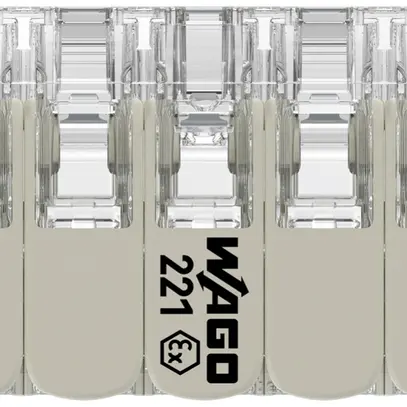 Borne de connexion WAGO 221 10×0.2…4mm² levier 32A 440V gris transparent 