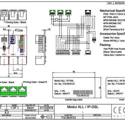 Module de connexion Ceconet, 4×RJ45/u, ALL-IP/DSL 